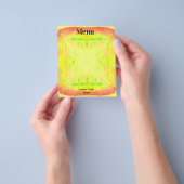 明るい黄色の枠の付いたメニューアート紙 チラシ (手)