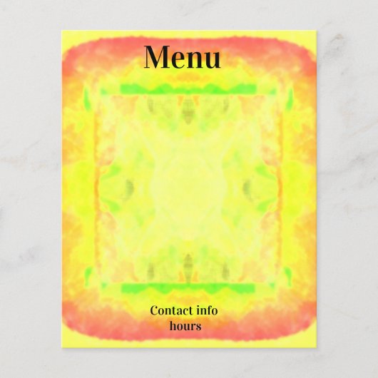 明るい黄色の枠の付いたメニューアート紙 チラシ (正面)