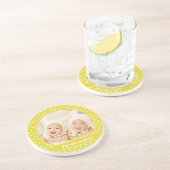 明るい黄色の水玉模様カスタムの写真と名前 コースター (側面)