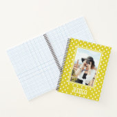 明るい黄色の水玉模様カスタムの写真と名前 ノートブック (内部)