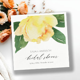 明るい黄色の水色フローラブライダルシャワー スタンダードカクテルナプキン