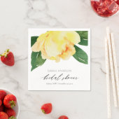明るい黄色の水色フローラブライダルシャワー スタンダードカクテルナプキン (インサイチュ)