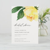 明るい黄色の水色フローラブライダルシャワー 招待状 (スタンド正面)