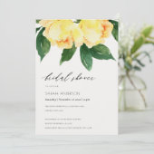 明るい黄色の水色フローラブライダルシャワー 招待状 (スタンド正面)