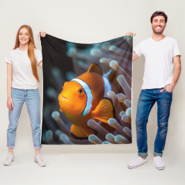 明るい黄色の海の魚の水中画像 フリースブランケット