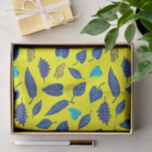 明るい黄色の熱帯性葉のパターン 薄葉紙 (ギフト)