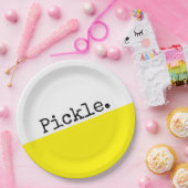 明るい黄色の白い色のブロックピックボールのモットー ペーパープレート (パーティー)