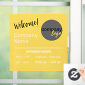 明るい黄色の目を引くビジネス ウェルカム ステッカー ウィンドウサイン (ホーム)