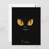 明るい黄色の目を持つかわいい黒猫 ポストカード (正面/裏面)