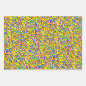 明るい黄色の糸の抽象芸術アート ラッピングペーパーシート (正面3)