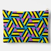 明るい黄色の紫色のアクアブラックジオメトリックパターン アクセサリーポーチ (裏面)