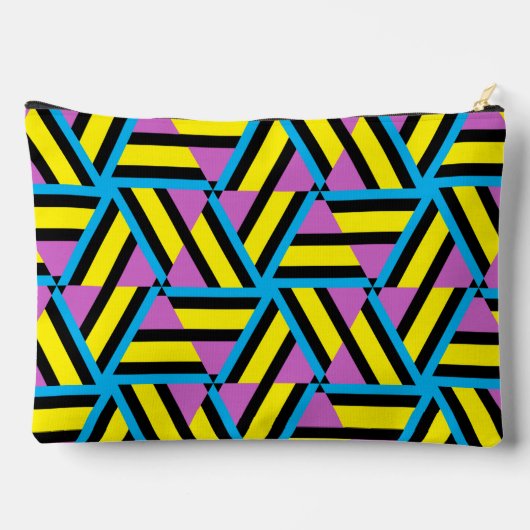明るい黄色の紫色のアクアブラックジオメトリックパターン アクセサリーポーチ (裏面)