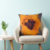 明るい黄色の絵を描花の青い灰色の背景 クッション (椅子)