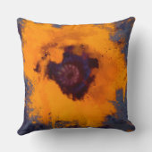 明るい黄色の絵を描花の青い灰色の背景 クッション (裏面)