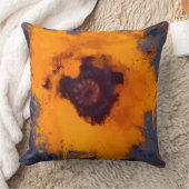 明るい黄色の絵を描花の青い灰色の背景 クッション (ブランケット)