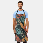 明るい黄色の継ぎ目のない熱帯パターン エプロン (着用した状態)