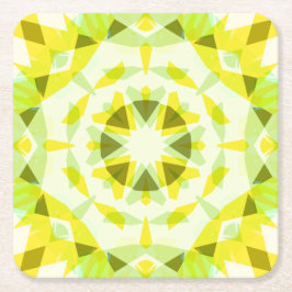 明るい黄色の緑の星のジェンダーが赤ちゃんのシャワーを明らかにする スクエアペーパーコースター