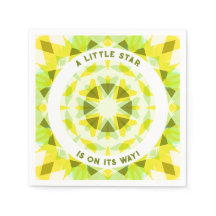 明るい黄色の緑の星のジェンダーが赤ちゃんのシャワーを明らかにする