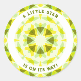 明るい黄色の緑の星のジェンダーが赤ちゃんのシャワーを明らかにする ラウンドシール