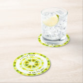 明るい黄色の緑の星のジェンダーが赤ちゃんのシャワーを明らかにする ラウンドペーパーコースター (インサイチュ)
