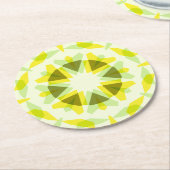 明るい黄色の緑の星ドーパミンデコールキッチアート ラウンドペーパーコースター (アングル)