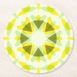 明るい黄色の緑の星ドーパミンデコールキッチアート ラウンドペーパーコースター