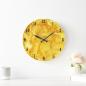 明るい黄色の羽の黒い数字 ラージ壁時計 (ホーム)