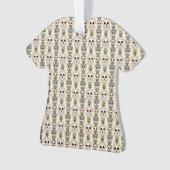 明るい黄色の背景に愛らしいフクロパターン オーナメント (正面)