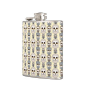 明るい黄色の背景に愛らしいフクロパターン フラスク (左)