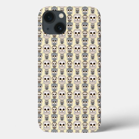 明るい黄色の背景に描かれた愛らしいフクロウの模様 Case-Mate iPhoneケース (裏面)