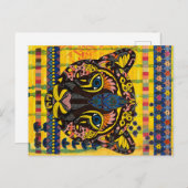 明るい黄色の背景のポストカードにクーガー ポストカード (正面/裏面)