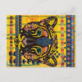 明るい黄色の背景のポストカードにクーガー ポストカード