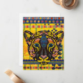 明るい黄色の背景ノートカー空白のドのクーガー ノートカード (正面/裏面インサイチュ)