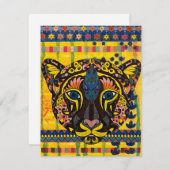 明るい黄色の背景ノートカー空白のドのクーガー ノートカード (正面/裏面)