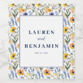 明るい黄色の花のデイジー ワインラベル (シングルラベル)