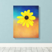 明るい黄色の花の写真のコラージュと青 キャンバスプリント (インサイチュ (ウッドフロア))