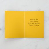 明るい黄色の花をパーソナライズするハッピーバースデー カード (内部)
