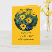 明るい黄色の花をパーソナライズするハッピーバースデー カード (黄色い花)
