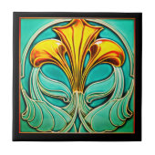 明るい黄色の花アールデコセラミックタイル タイル (正面)