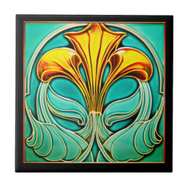 明るい黄色の花アールデコセラミックタイル タイル