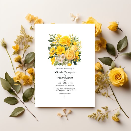 明るい黄色の花嫁衣裳 招待状