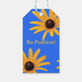 明るい黄色の花王室のが青感動的色 ギフトタグ