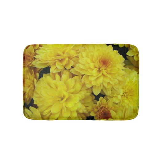 明るい黄色の菊のフローラ バスマット (正面)