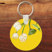 明るい黄色の蓮の花と蓮の種鞘 キーホルダー (裏面)