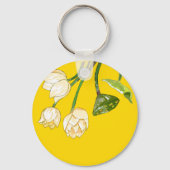 明るい黄色の蓮の花と蓮の種鞘 キーホルダー (裏面)