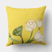 明るい黄色の蓮の花シードポッドシンプル クッション (裏面)