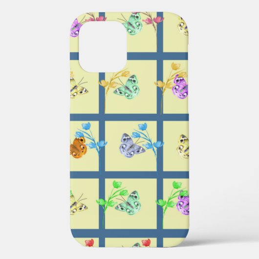 明るい黄色の蝶と花 Case-Mate iPhoneケース (裏面)
