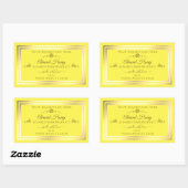 明るい黄色の製品ラベル金ゴールドきらめくフレーム 長方形シール (シート)