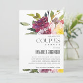 明るい黄色の赤面バーガンディフローラカップルのシャワー 招待状 (スタンド正面)