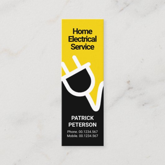 明るい黄色の電源プラグ スキニー名刺 (正面)
